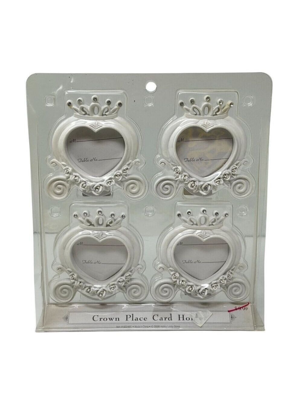 Crown Place Card Holders Heart Design Set Of 4 White Wedding Elegant Tea Party